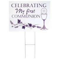 3pk -Yard Sign Communion Jn 6:33 Pvc 18x24 - (Pack of 3)