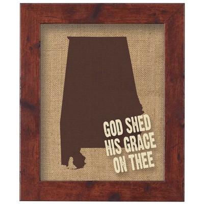 Alabama Jute Artwork On Silkscreened Glass, Dark Walnut Frame - 603799586122 - 32DW-810-AL