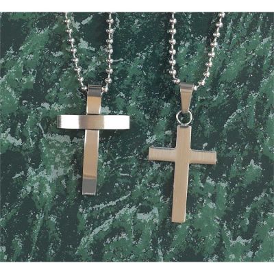 Assorted Men s Stainless Steel Cross Necklace 2 pc - 714611164753 - 38-0223-14