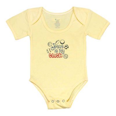 Baby Shirt-6-12 Months Yellow-Jesus is My Coach (Pack of 2) - 603799592673 - FAB-215
