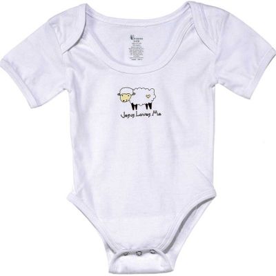 Baby Shirt-6-12-White Lamb- Jesus Loves Me (Pack of 2) - 603799526586 - FAB-210