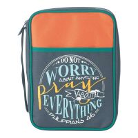 Bible case Large Canvas Pray More Worry-Logo Zipper Pull