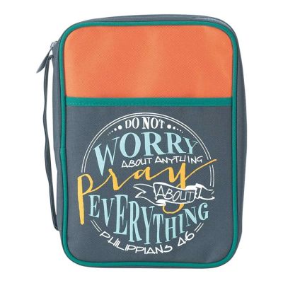 Bible case Large Canvas Pray More Worry-Logo Zipper Pull - 603799206341 - BCK-299