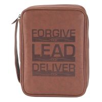 Bible Case Large Print Vinyl Brown Forgive,Lead, Deliver Us