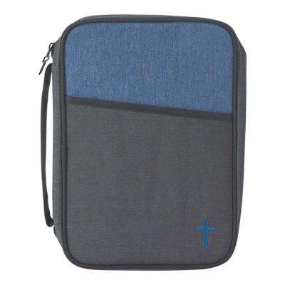 Bible Cover Thinline Polyester Cross Two Tone Blue/Black - 603799215701 - BCK-TL124