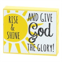 2pk -Block Pine House Blessing Plaque 2.5x3 Rise & Shine (Pack of 2)