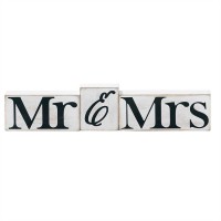 Block Word MDF Figurine 3pc Set, Mr. & Mrs.