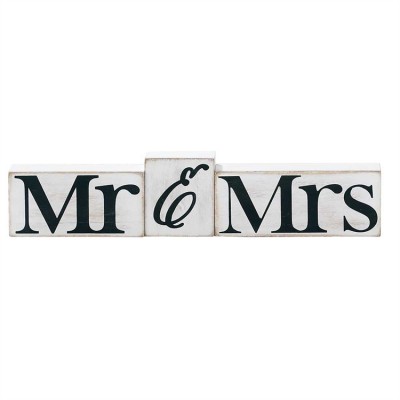 Block Word MDF Figurine 3pc Set, Mr. & Mrs. - 603799580045 - BLOCKW-1