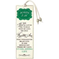 Bookmark Faux Leather 2x6 Loved The World John 3:16 6pk