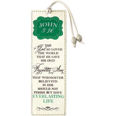 Bookmark Faux Leather 2x6 Loved The World John 3:16 6pk - 603799538435 - BKML-134