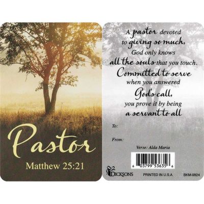 Bookmark Pocket Card Pastor Pack of 12 - 603799536356 - BKM-9824