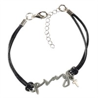 4pk -Bracelet-Antique Silver Pray More Worry Less (Pack of 4)