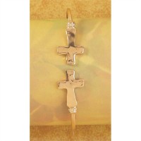 Bracelet Gold Plated Double Sideway Cubic Zirconia Cross Cuff