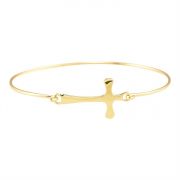 Bracelet-Gold plated Sideway Flare Cross Bangle