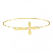 Bracelet-Gold plated Sideway Flare Cross/CZ