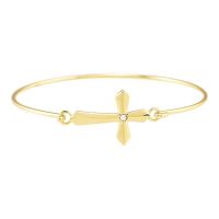 Bracelet-Gold plated Sideway Flare Cross/CZ