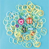 2pk -Bracelet Loop Silicone-glow-Blue/Green/Orange (Pack of 2)0)
