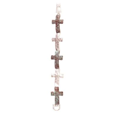 Bracelet multi Silver Plated And Copper Oxide Linked Crosses - 603799098755 - 30-7009T