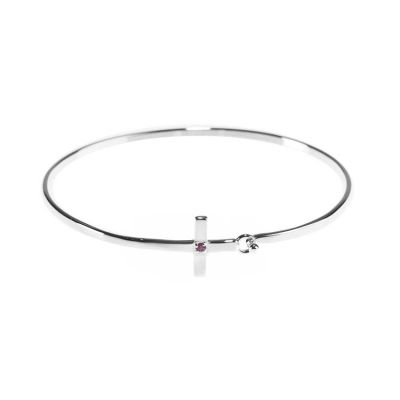 Bracelet- Sideways Cross-July Ruby CZ, 2 5/8 inch Diameter - 603799071710 - 35-4757T