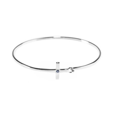 Bracelet- Sideways Cross-September Sapphire CZ, 2 5/8 inch Diameter - 603799071734 - 35-4759T