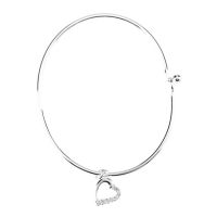 Bracelet-Silver Plated 1/2 Inch Heart w/CZs (Pack of 2)