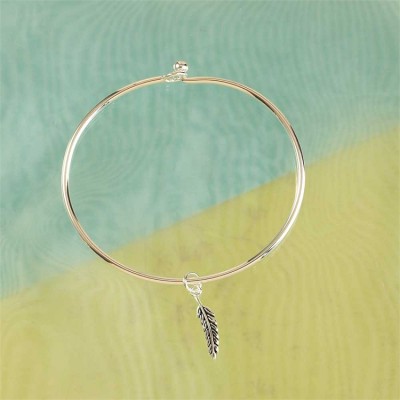 Bracelet Silver Plated Angel Feather Bangle - 714611172369 - 73-2804P