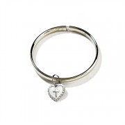 Bracelet Silver Plated Baby Bangle/Heart/Cross
