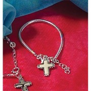 Bracelet Silver Plated Baby Budded Cross Box