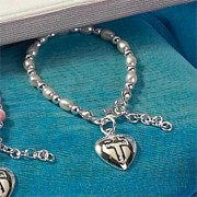 Bracelet Silver Plated Baby Pearl/Heart/Cross Box