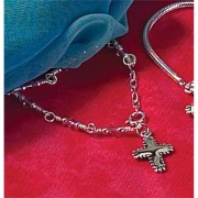 Bracelet Silver Plated Baby Pink/Bud Cross Box