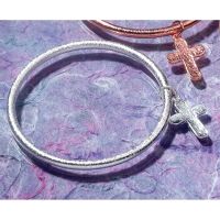 Bracelet Silver Plated Bangle/Silver Plated Petal Cross