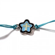 2pk -Bracelet Silver Plated Black/Blue Enamel Flower/Cross (Pack of 2) 2pk -Bracelet Silver Plated Black/Blue Enamel Flower/Cross (Pack of 2)