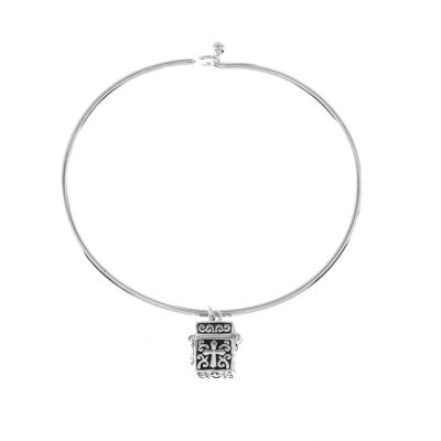 Bracelet-Silver Plated Circle Of Love Bangle w/Cube Prayer Box - 714611177074 - 35-4688