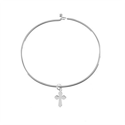 Bracelet Silver Plated Circle of Love Cross - 714611177029 - 35-4666
