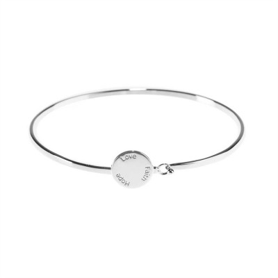 Bracelet Silver Plated Circle of Love Faith/Hope/Love Disc - 714611171362 - 35-4655