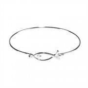 Bracelet Silver Plated Circle of Love Fish /Cross