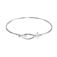 Bracelet Silver Plated Circle of Love Fish /Cross