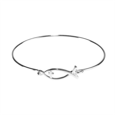 Bracelet Silver Plated Circle of Love Fish /Cross - 714611171386 - 35-4657