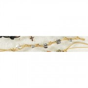 Bracelet-Silver Plated Donut/Heart Natural Cord