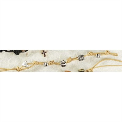 Bracelet-Silver Plated Donut/Heart Natural Cord - 714611144342 - 30-8053T Bracelet-Silver Plated Donut/Heart Natural Cord - 714611144342 - 30-8053T