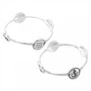 Bracelet-Silver Plated Faith, Hope, Love Bangle With Ovals