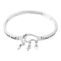 Bracelet-Silver Plated Footprint Stretch/Triple Drops Bracelet-Silver Plated Footprint Stretch/Triple Drops