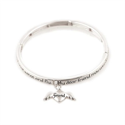 Bracelet Silver Plated Friend Angel Drop Stretch - 714611181316 - 30-6369T
