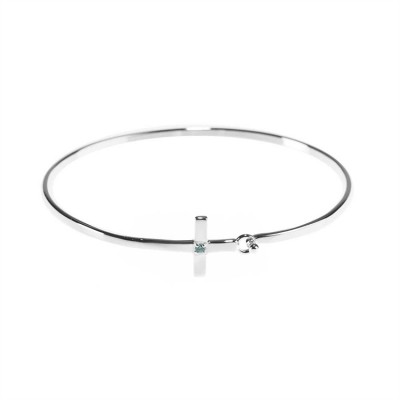 Bracelet Silver Plated March Sideways Cubic Zirconia Cross - 714611175964 - 35-4753