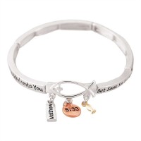 Bracelet-Silver Plated Matthew 6:33 Stretch/Triple Drops