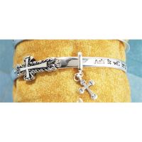 Bracelet Silver Plated Mobius Matthew 7:7 Cross Dangle