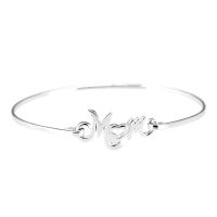 Bracelet-Silver Plated Mom Heart Bangle w/Latch Hook- 2 5/8 Inch 3pk
