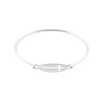 Bracelet Silver Plated Oval/Sideway Cutout Cross