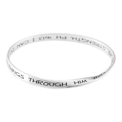 Bracelet-Silver Plated Philippians 4:13 Mobius Bangle - 603799004916 - 35-4694