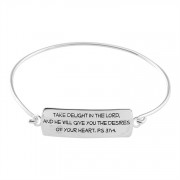 Bracelet-Silver Plated Psalm 37:4 Bangle